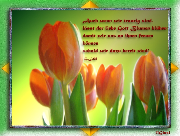 auch wenn wir trurig sind, lsst der liebe Gott die Blumen blhen, damit wir uns an ihnen freuen knnen, sobald wir dazu bereit sind